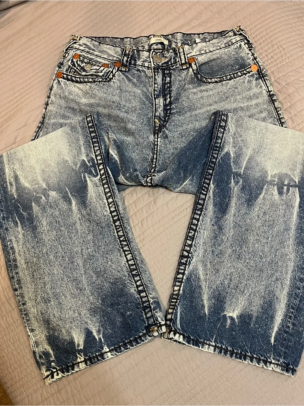 True Religion Vinny Ultra Baggy Acid Wash Jeans